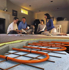 Pex Pipe in a concrete slab or basement floor with insulation